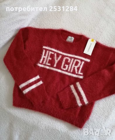 НОВИ ефектна червена блуза с надпис и суичър