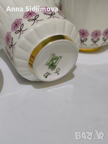 Български костен порцелан сервиз за чай , снимка 4 - Сервизи - 52161913