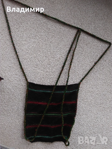 Автентични български фолклорни вещи: битови торбички, люлка/цедилка и черга/пътека, снимка 8 - Антикварни и старинни предмети - 52211375