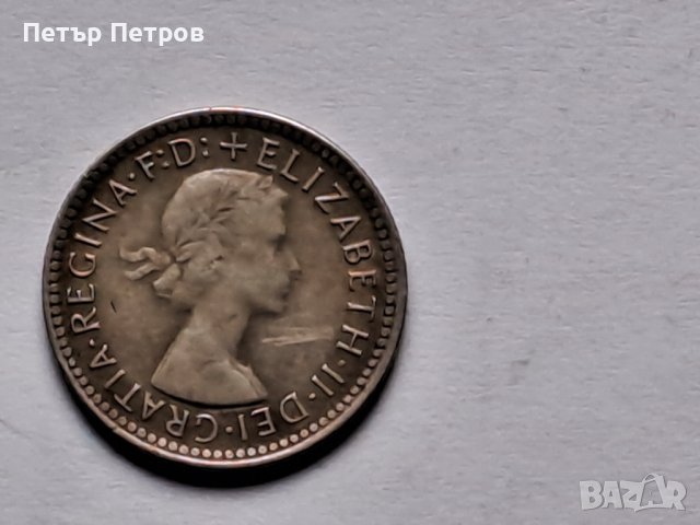 продавам сребърна монета 6 пенса 1963г Австралия, снимка 2 - Нумизматика и бонистика - 43926088