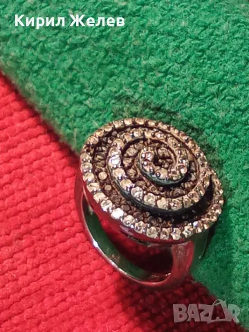 ШАРМАНТЕН СКЪПОЦЕНЕН СРЕБЪРЕН ПРЪСТЕН РОДИРАНО СРЕБРО 925 с ФАСЕТИРАНИ ЦИРКОНИ 46787