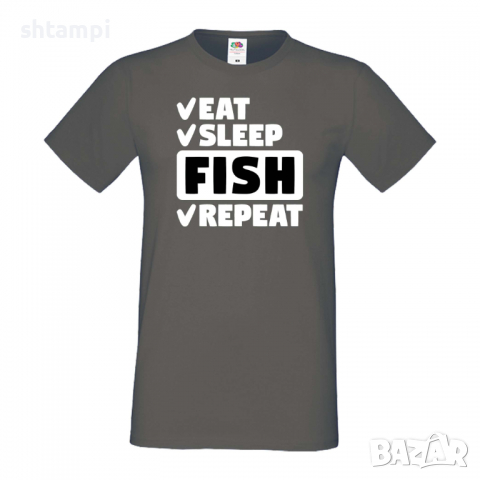 Мъжка тениска Fish 1,Eat,Sleep,Fish,Anime,Repeat,Ядене,Спане,Риба,Подарък,Повторение,Празник,, снимка 12 - Тениски - 36418956
