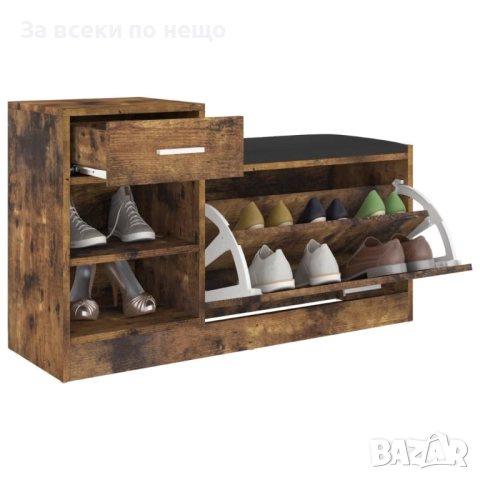 Пейка за обувки, опушен дъб, 94,5x31x57 см, ПДЧ Код P1093, снимка 7 - Шкафове - 51449487