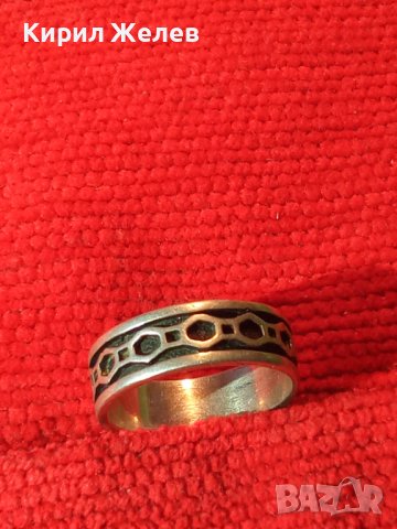 СТАР СТИЛИЗИРАНО ОРНАМЕНТИРАН с НИЕЛО СРЕБЪРЕН АРТ ПРЪСТЕН СРЕБРО925 АНГЛИЯ Тип ХАЛКА 32437, снимка 3 - Пръстени - 38352367