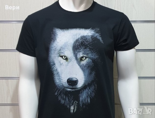 Нова мъжка тениска с дигитален печат Вълк ИН и ЯН, Серия вълци, снимка 10 - Тениски - 27829095
