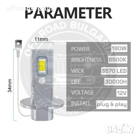 CARLUX LED Диодни Крушки H3 180W 12V 300% светлина без вентилатор, снимка 3 - Аксесоари и консумативи - 49380258