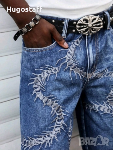 Нови бродирани къси панталони дънки Л, снимка 7 - Дънки - 51546290