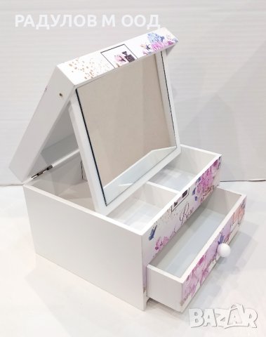 Стилна кутия за бижута с огледало и чекмедже /94870/, снимка 2 - Подаръци за жени - 43308883