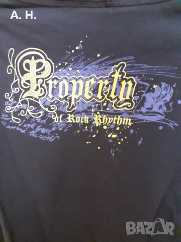 Черна памучна блуза с щампа, снимка 2 - Блузи с дълъг ръкав и пуловери - 51546916