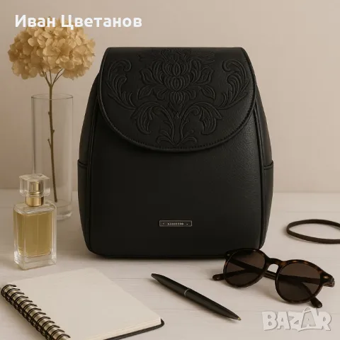 Дамска раница от еко материал с бродиран капак, снимка 2 - Раници - 50336931