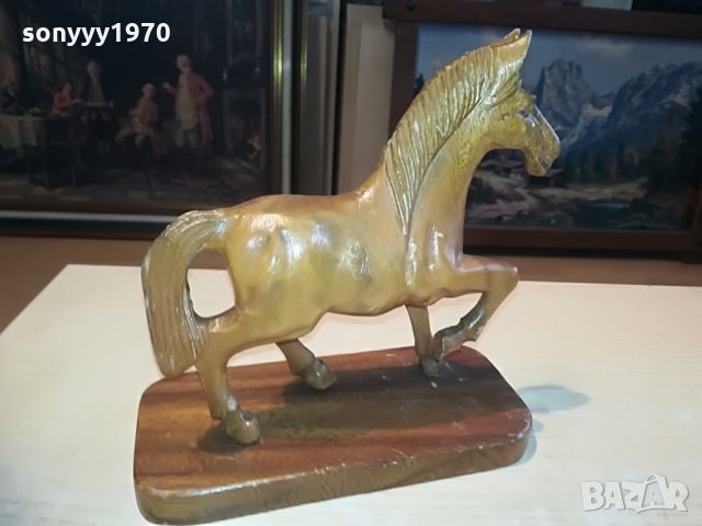 поръчан-дървен кон-20х20х9см-внос швеицария, снимка 2 - Колекции - 28338804