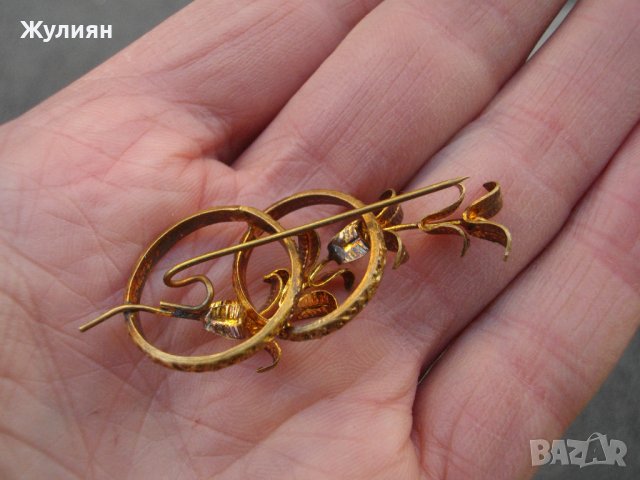 СТАРА ПОЗЛАТЕНА БРОШКА, снимка 5 - Антикварни и старинни предмети - 39144516