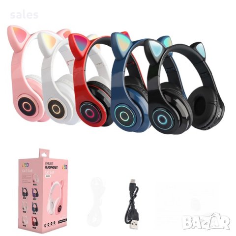 Безжични bluetooth слушалки с котешки уши за деца DW-B39, снимка 4 - Безжични слушалки - 33057754