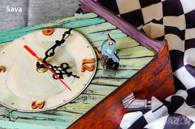 Ръчно изработен дървен часовник „Къщичка с кукувица“, снимка 6 - Стенни часовници - 53355518