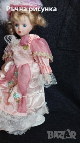 Ретро  порцеланова кукла на стойка ,винтидж 30см, снимка 10 - Антикварни и старинни предмети - 43119948