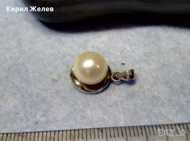 НЕЖЕН ПЕРЛЕН СРЕБЪРЕН МЕДАЛЬОН РОДИРАНО СРЕБРО 925 с БЯЛА НАТУРАЛНА ПЕРЛА 17628, снимка 4 - Колиета, медальони, синджири - 49551447