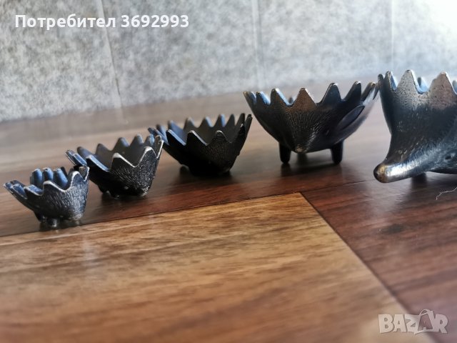 КОМПЛЕКТ винтидж метален пепелник Таралеж, ретро тютюн стил Walter Bosse, снимка 4 - Колекции - 43452015