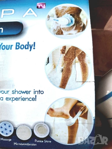 Spin SPA въртяща се масажна четка с 5 приставки на батерии, снимка 3 - Друга електроника - 51079373