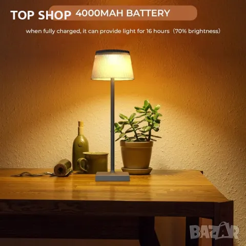 Димируема настолна лампа FIMEI, акумулаторна LED настолна лампа за защита на очите H38 cm, преносима