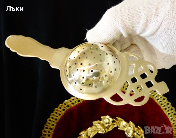 Бронзова цедка за чай Art Nouveau. , снимка 4 - Антикварни и старинни предмети - 52967672