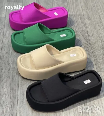 Чехли на платформа - бежови, снимка 3 - Чехли - 50072247