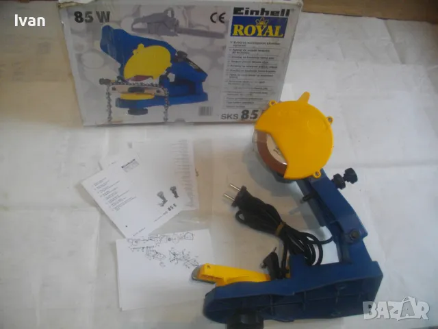 85W Ф108мм НОВА ОРИГИНАЛНА НЕМСКА ЕЛЕКТРИЧЕСКА МАШИНА 2007г. ЗАТОЧВАНЕ ВЕРИГИ ВЕРИЖНИ ТРИОНИ EINHELL, снимка 2 - Други инструменти - 47967265