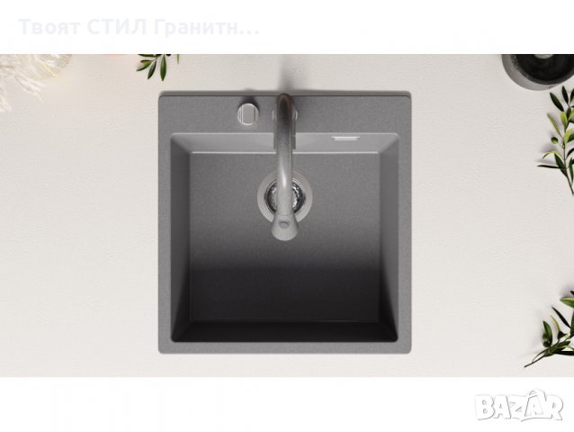 Кухненска Мивка от гранит модел Осло 50 XXL 490 x 500 mm - сива, снимка 6 - Други - 38519947