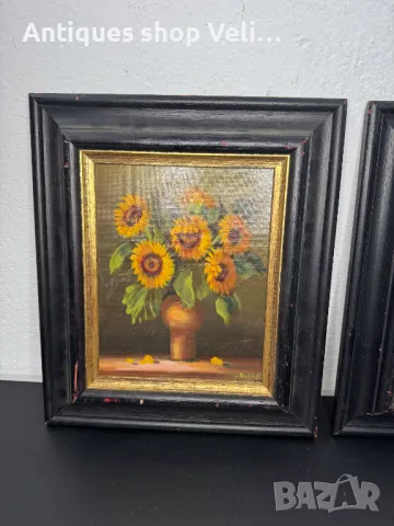Чифт картини с рамки №6740 , снимка 2 - Антикварни и старинни предмети - 49751952
