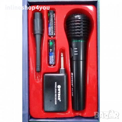 2в1 БЕЗЖИЧЕН и ЖИЧЕН микрофон, микрофони, караоке, WG-308E, снимка 2 - Микрофони - 33510807