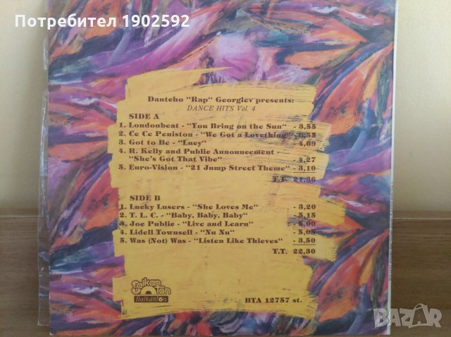 Dance hits. Vol. 4 / presents Dantcho "Rap" Georgiev ВТА 12757, снимка 2 - Грамофонни плочи - 28676472