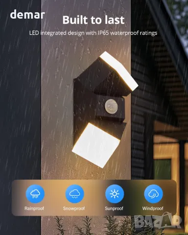 Combuh LED стенни лампи с вграден сензор за движение, снимка 3 - Лед осветление - 49822057