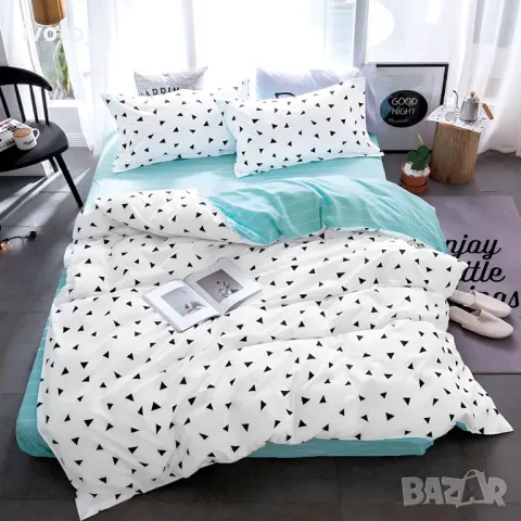 Двулицево спално бельо с ластик (размер за приста), 4 части - Модел WS17018, снимка 1