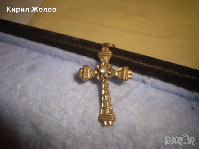 СТАРИНЕН ОРНАМЕНТИРАН РЕТРО БРОНЗОВ НАГРЪДЕН КРЪСТ с ПОЗЛАТА и ФАСЕТИРАН ЦИРКОН КРИСТАЛ 29492, снимка 11 - Антикварни и старинни предмети - 37793719