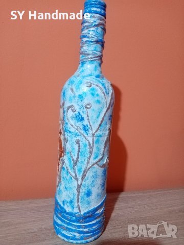 Коледна бутилка декупаж - празна, снимка 2 - Декорация за дома - 43054725