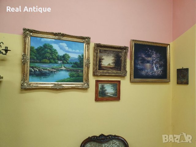 Изключителна антикварна голяма авторска картина масло върху платно , снимка 12 - Антикварни и старинни предмети - 39292760