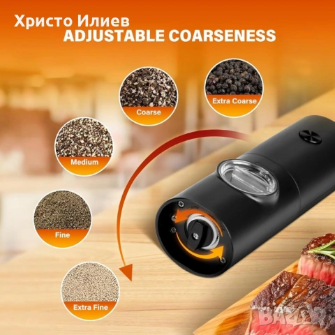 Комплект електрически мелачки за сол и черен пипер със стойка, снимка 3 - Други - 53187625