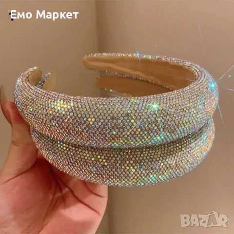 Стилнa диадема с бляскви камъни, ТОП МОДЕЛИ, снимка 2 - Аксесоари за коса - 49505475