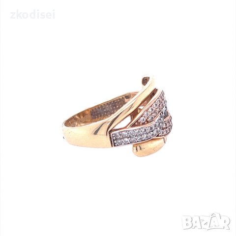Златен дамски пръстен 3,86гр. размер:54 14кр. проба:585 модел:19955-5, снимка 3 - Пръстени - 43408984