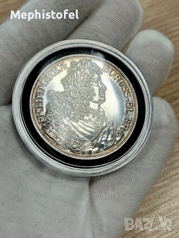 1 Талер 1707 г, Прусия - Modern Restrike, голяма монета, снимка 3 - Нумизматика и бонистика - 53522020