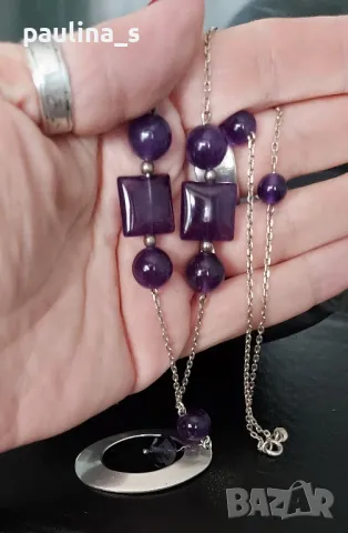 Два броя / Сребърно колие с камъни / проба 925 Italy , снимка 4 - Колиета, медальони, синджири - 49312478