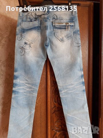 Дънки ELEVEN JEANS с Бродерия и Паети декорация НОВИ,избелени ефекти-уникален модел, снимка 4 - Дънки - 35603276