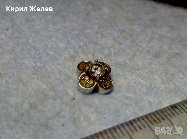 СТАРА ФЛОРАЛНА СКЪПОЦЕННА СРЕБЪРНА АПЛИКАЦИЯ ЦВЕТЕ СРЕБРО ВИСОКА ПРОБА с ИСКРЯЩИ ЦИРКОНИ 26430, снимка 3 - Антикварни и старинни предмети - 49551628