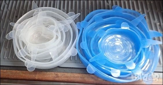 Комплект от 6 броя силиконови капаци за храна