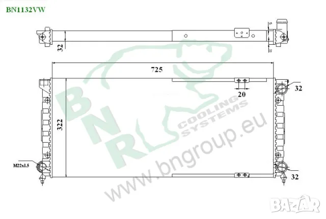 Воден радиатор BNR за VOLKSWAGEN BN1132VW, снимка 3 - Части - 14372083