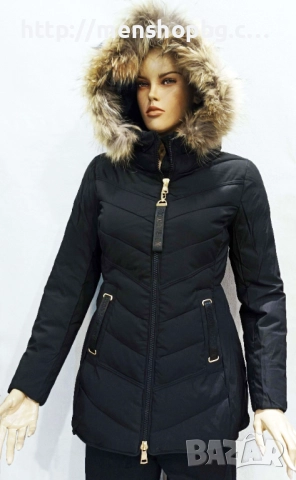 Големи размери яке с естествен пух -  черно