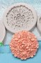 Кръг с цветя и роза хортензии силиконов молд форма декорация торта фондан, снимка 1 - Форми - 38804999