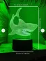 Холограмна 3D LED лампа Акула,RGB Седемцветен Интелигентен Контрол,USB/батерия, снимка 9