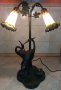 Уникално красива голяма арт лампа фигурална метал алабастър , снимка 7