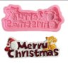 Merry Christmas с еленче силиконов коледен молд Весела Коледа фондан гипс декор, снимка 1 - Форми - 43075886
