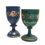 Винтидж дървени чаши за яйца, ръчно рисувани с очарователни детайли., снимка 1 - Антикварни и старинни предмети - 36574935